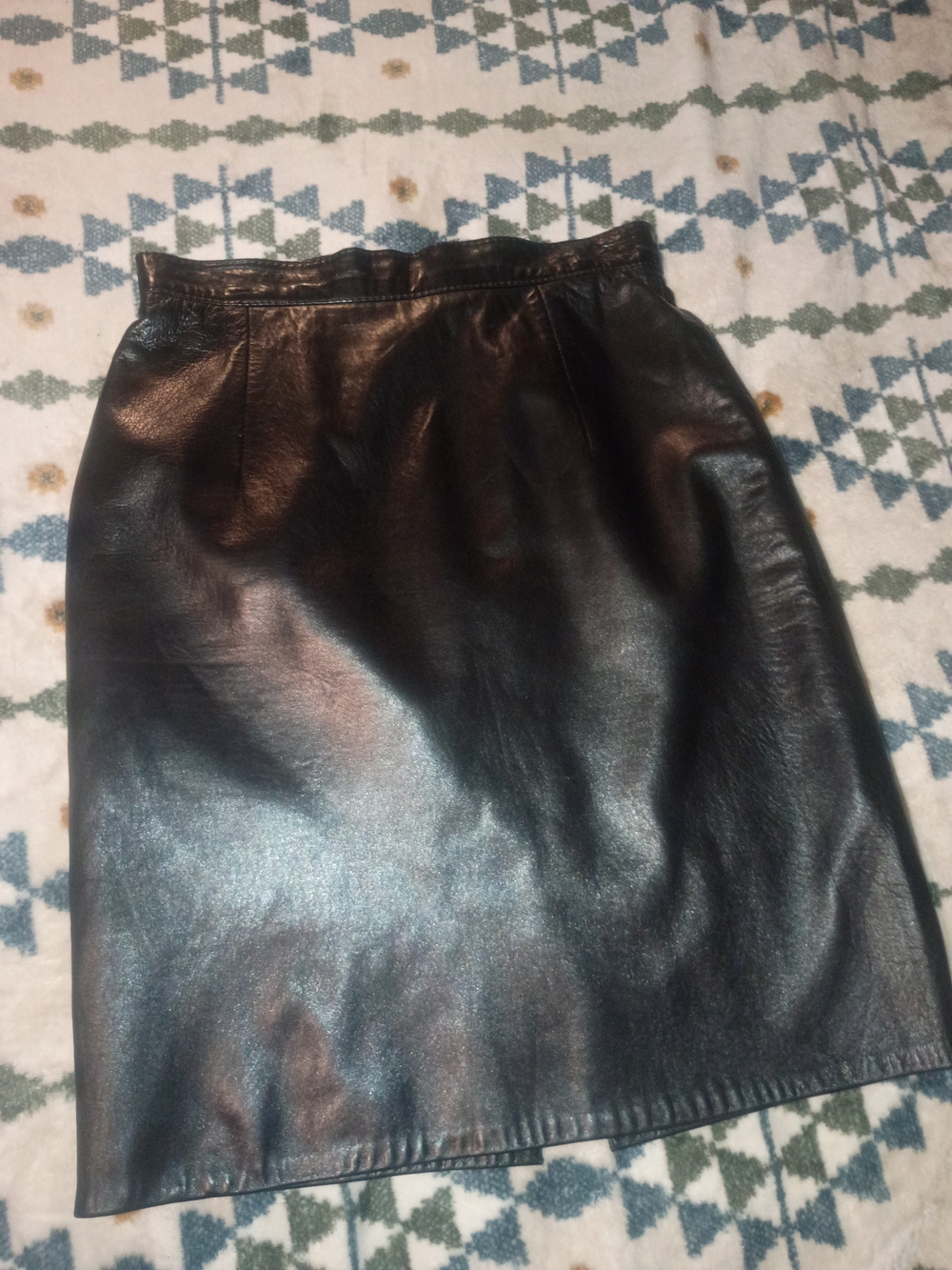 Ann Taylor Black Leather Pencil Skirt Size 10